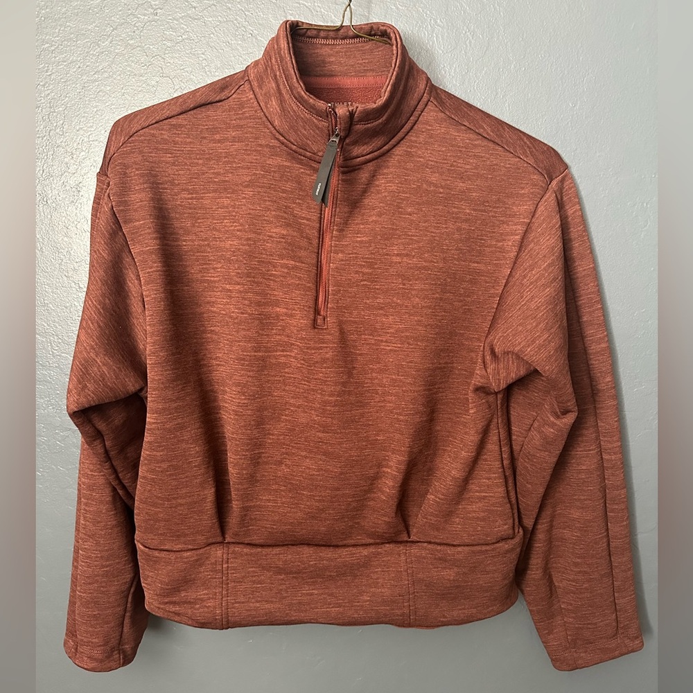 Athleta Brown Quarter-Zip cropped Sweatshirt